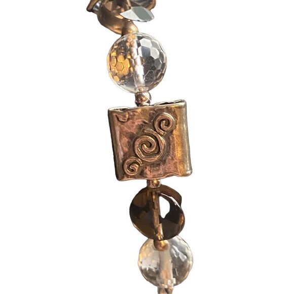 Retired Silpada Bracelet Sterling Silver 925 Crystal & Smoky Quartz, Logo Charm - Picture 3 of 10